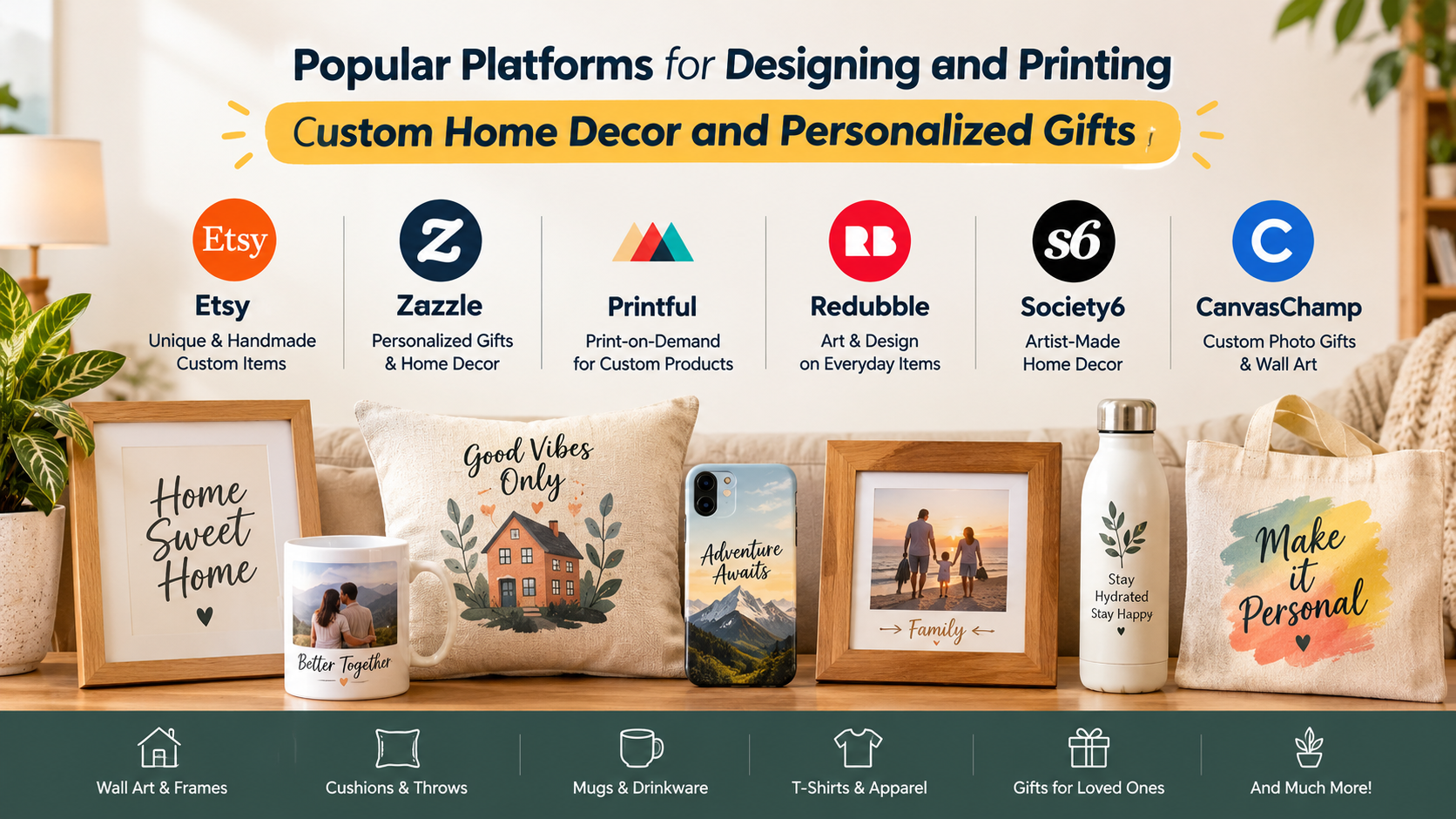 Popular Platforms for Designing and Printing Custom Home Decor and Personalized Gifts